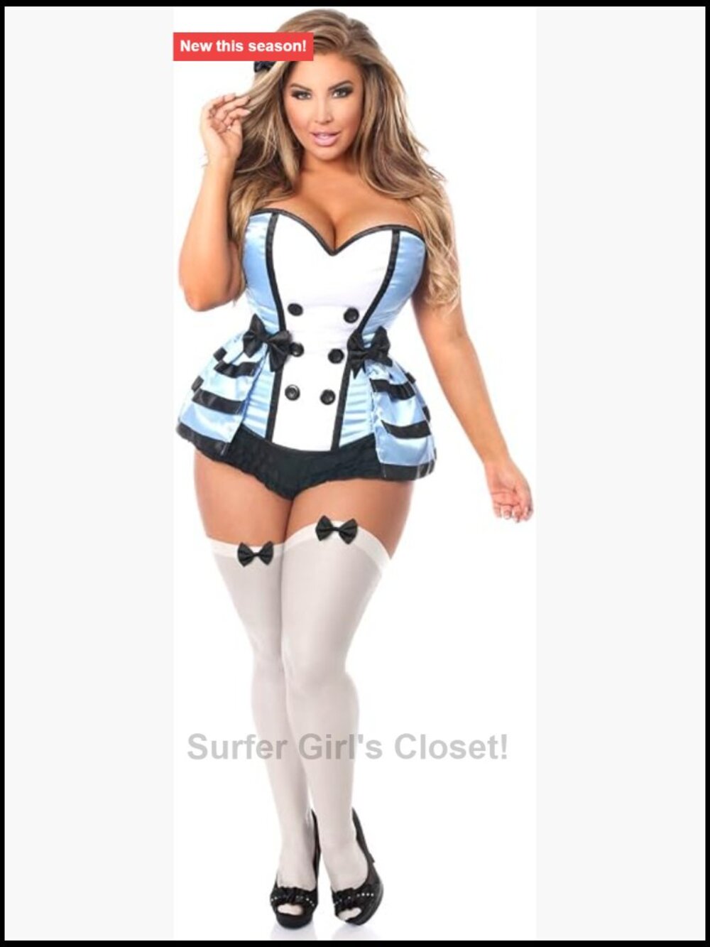 4 Pc Corset Costume Set with Skirt Panty Hair Bow